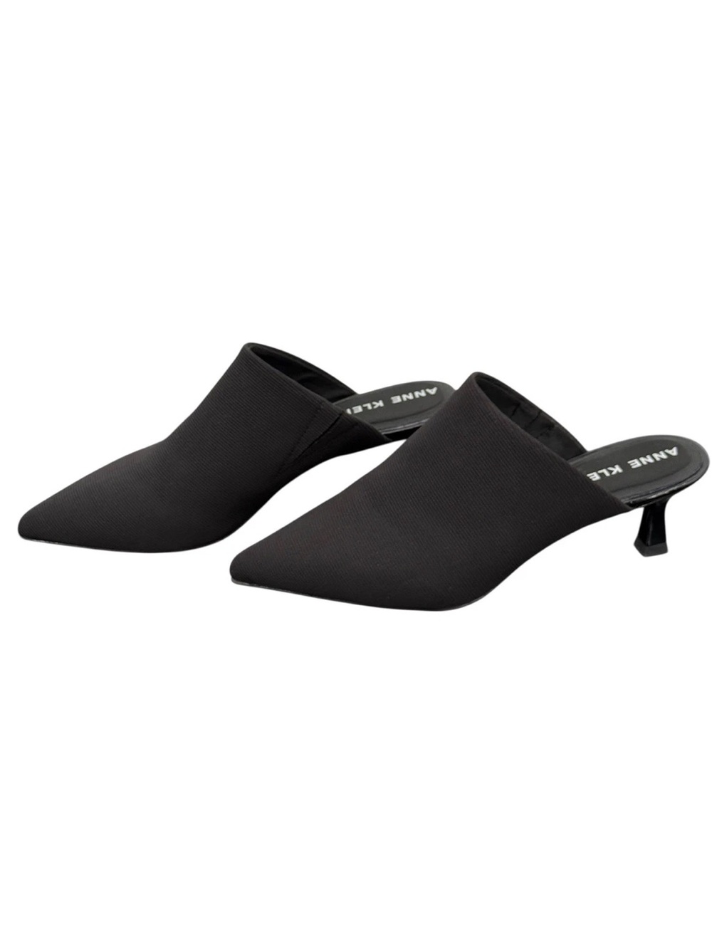 ♠️▪️ Anne Klein Black Pointed Toe Slip-On Kitten Heel Mules ▪️♠️